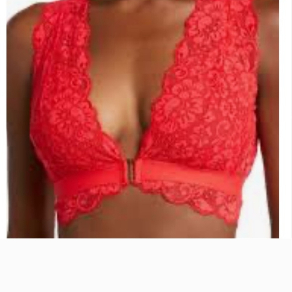 Free People HAH Lace Bralette in Siren Red